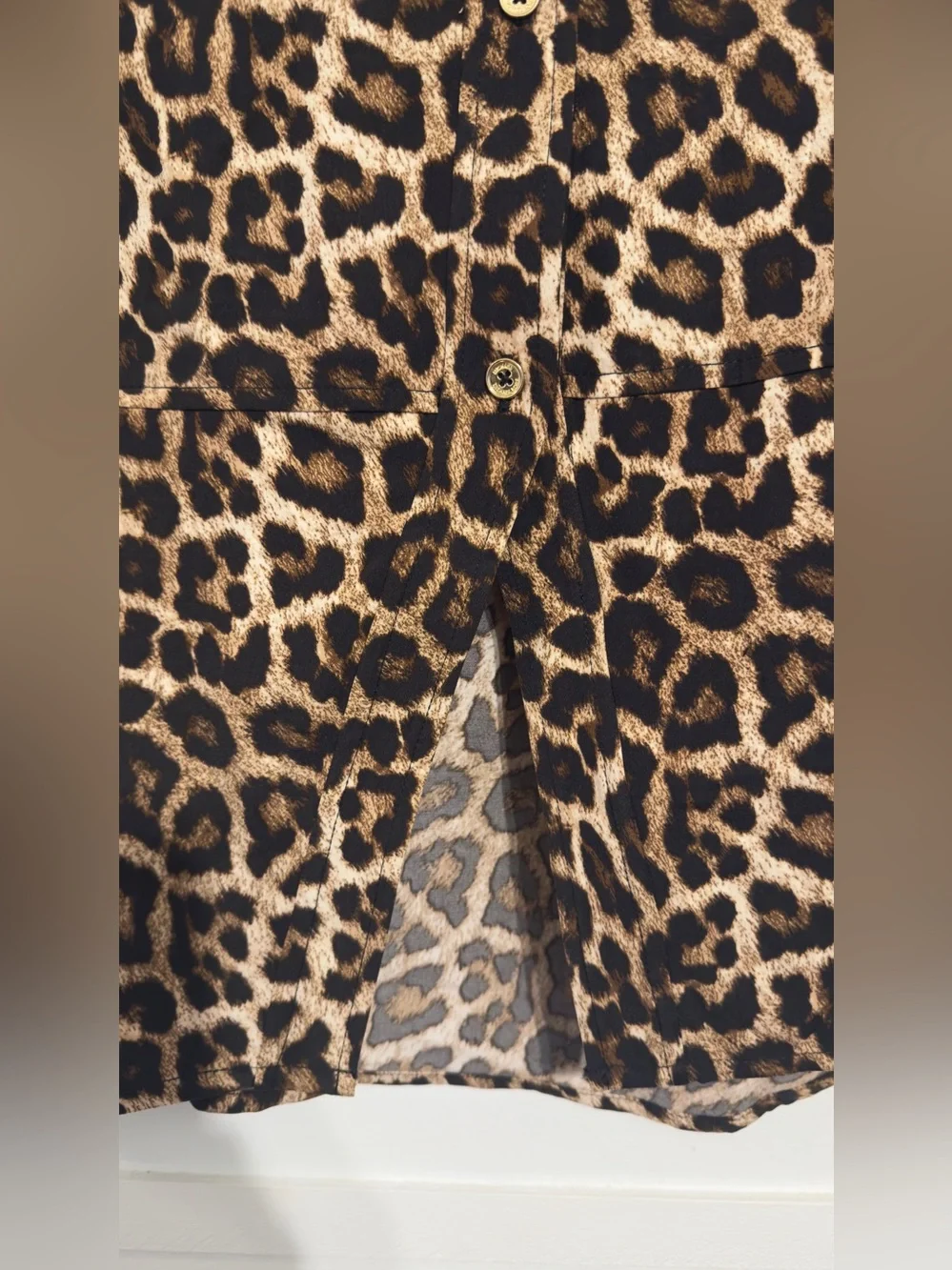 Michael Kors Leopard Print Button-Down Shirt - Brown/Black/Cream